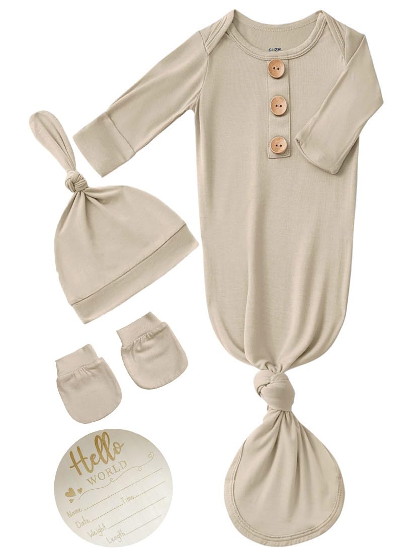 SUZEL gift-ready newborn set in khaki ideal for baby showers