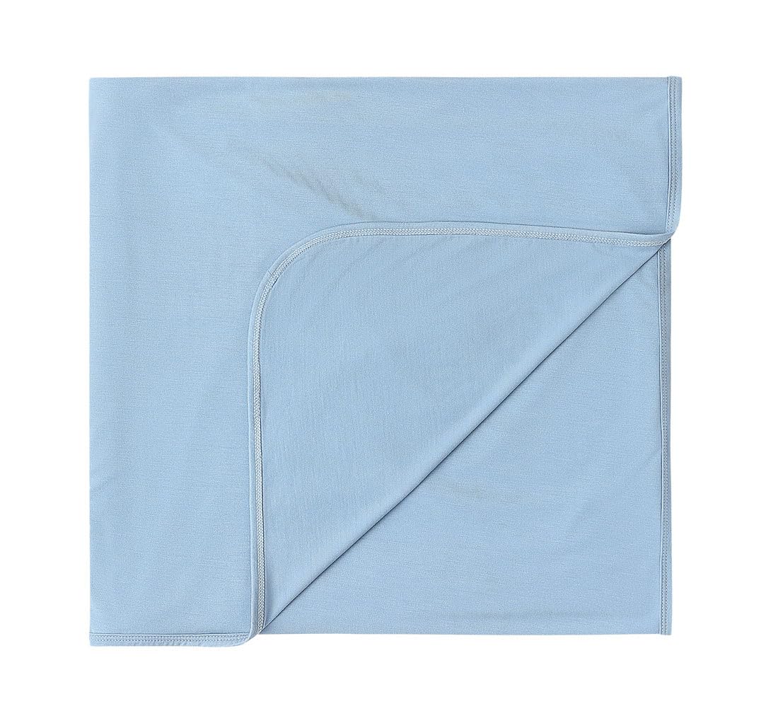SUZEL knotted gown in dusty blue for easy diaper changes and cozy fit
