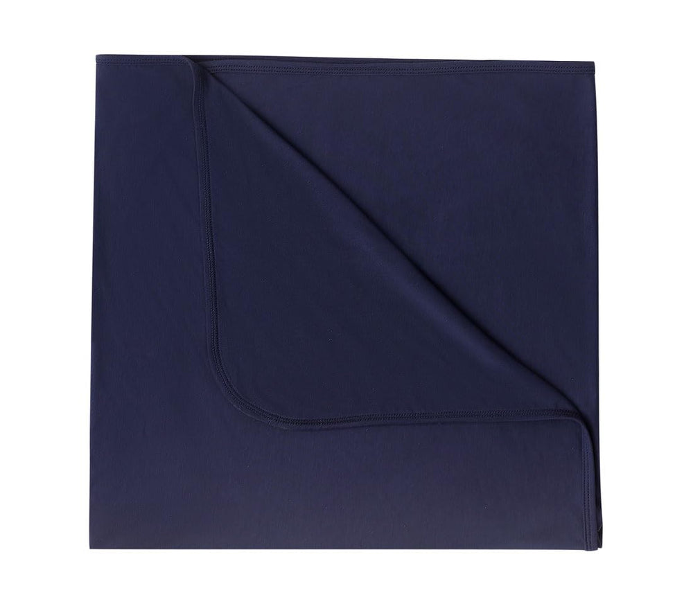 SUZEL knotted gown navy shown for easy diaper changes and snug newborn fit.