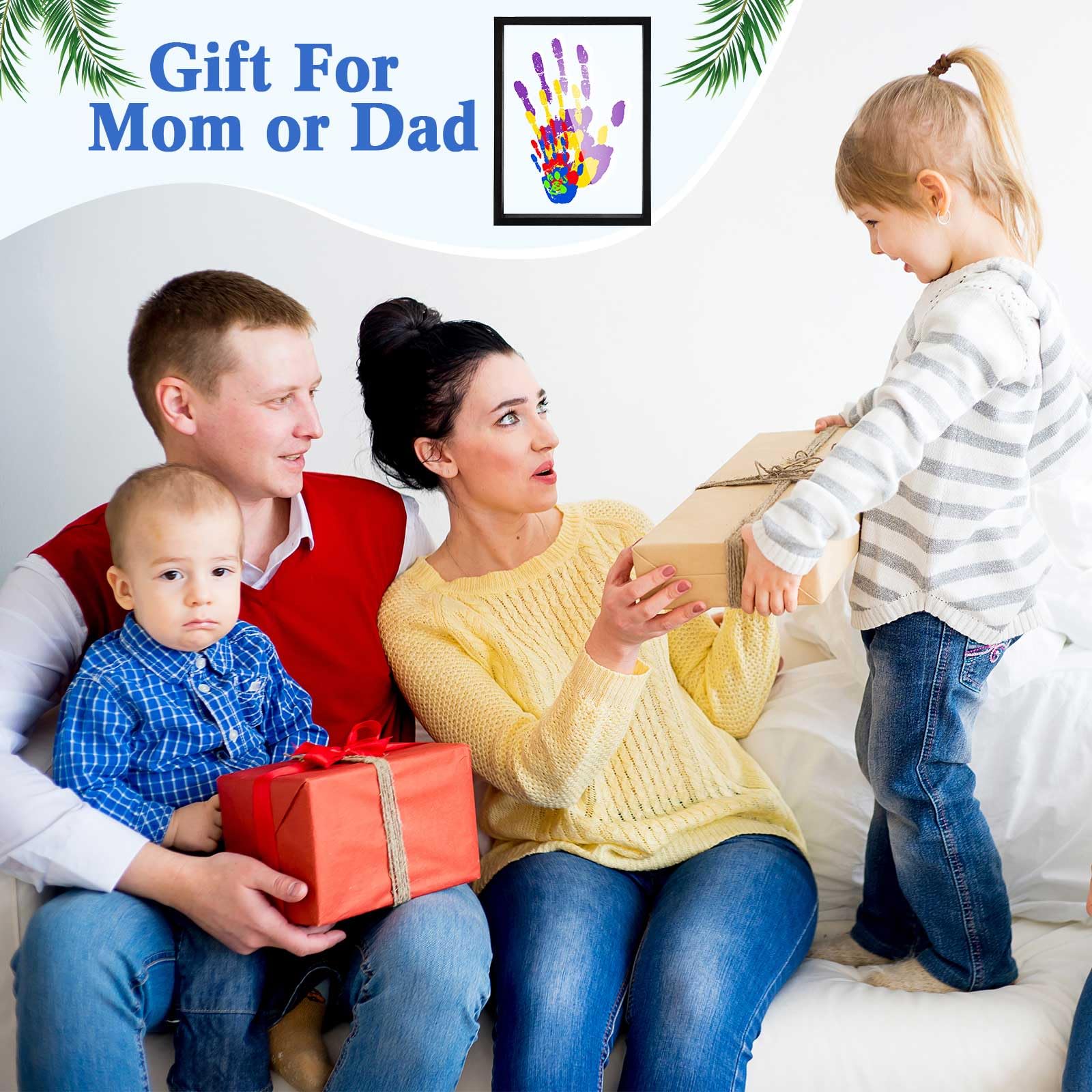 Suzile handprint kit scales to all family members for cohesive prints.