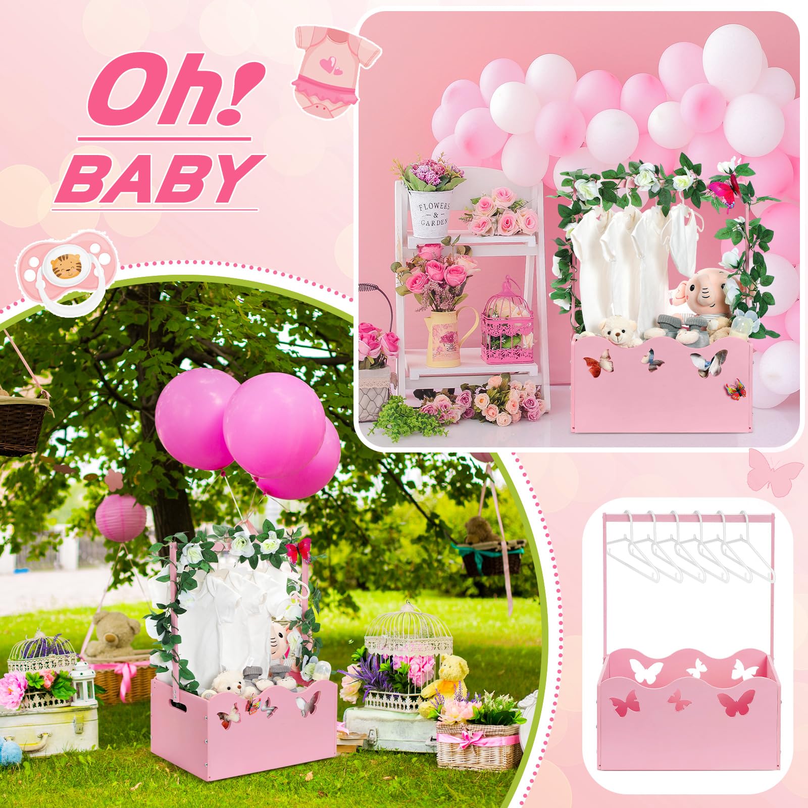Suzile wooden crate 41x30x23 cm, ample space for plush toys or baby essentials.