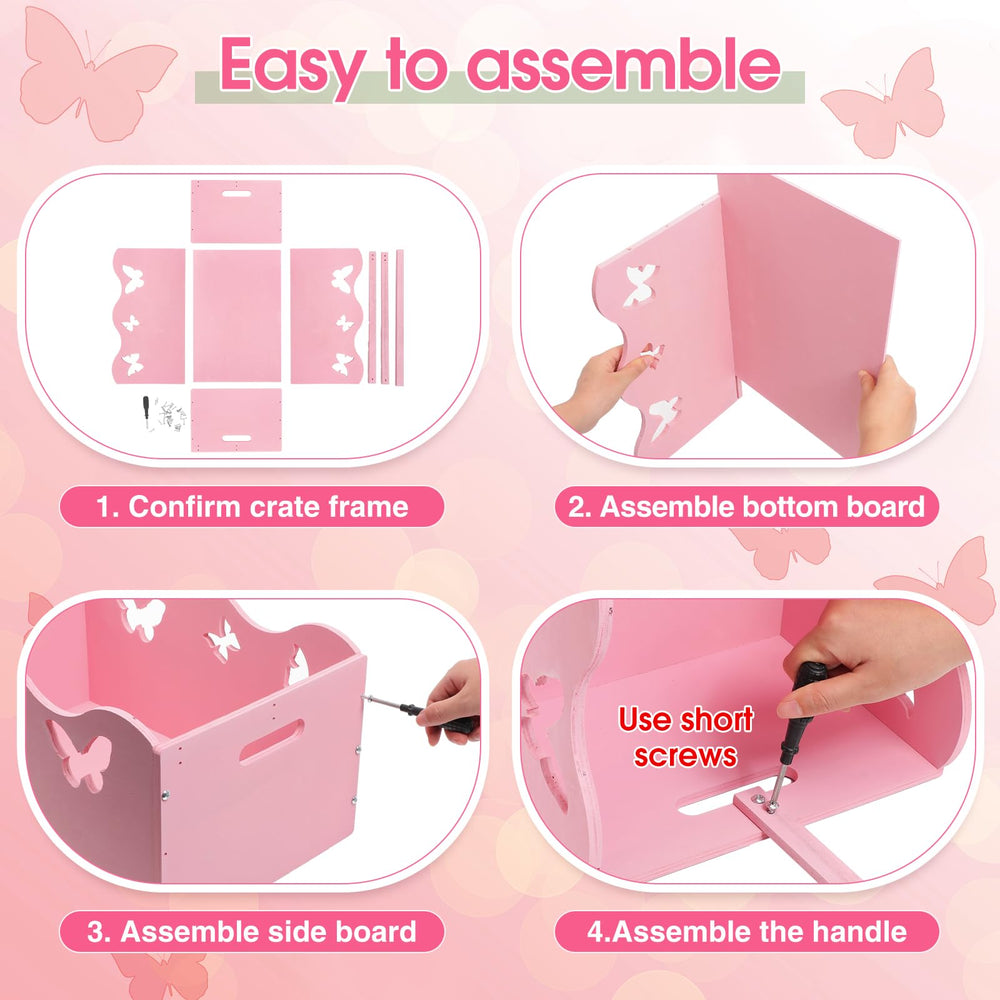 Suzile crate decorated with garland, example of bedside or shelf-ready baby decor.