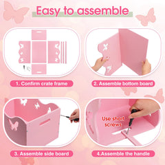 Suzile crate decorated with garland, example of bedside or shelf-ready baby decor.