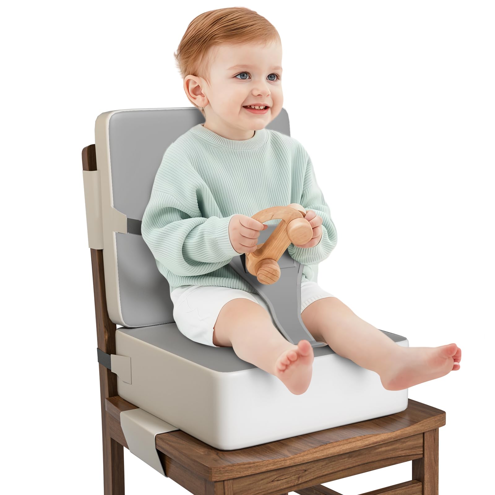 Svikibe booster seat backrest for dining tables provides extra support during meals.