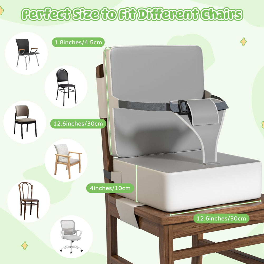 Svikibe booster seat with non-slip bottom keeps chairs steady during meals.