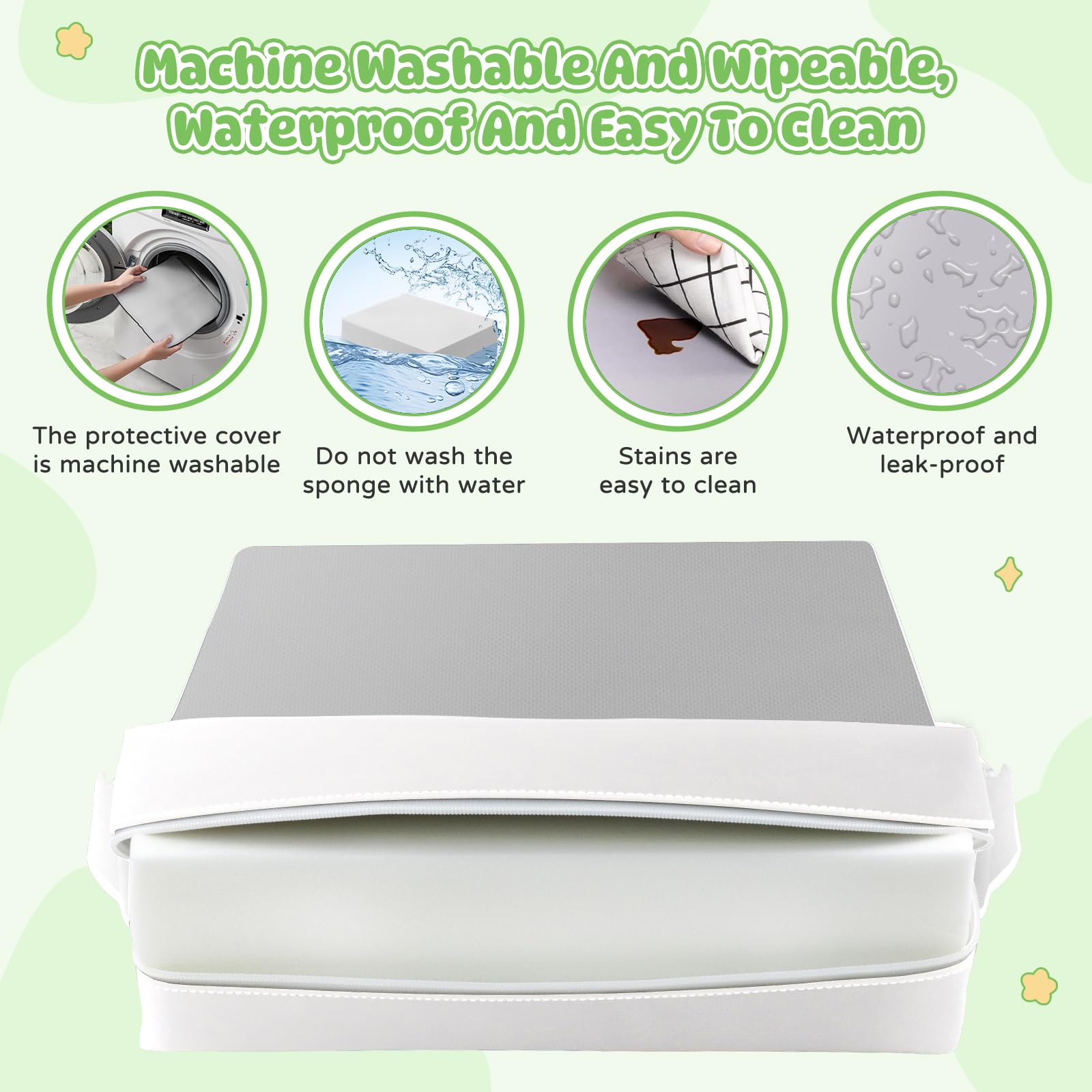 Svikibe booster seat waterproof cover keeps spills away and cleanup quick.