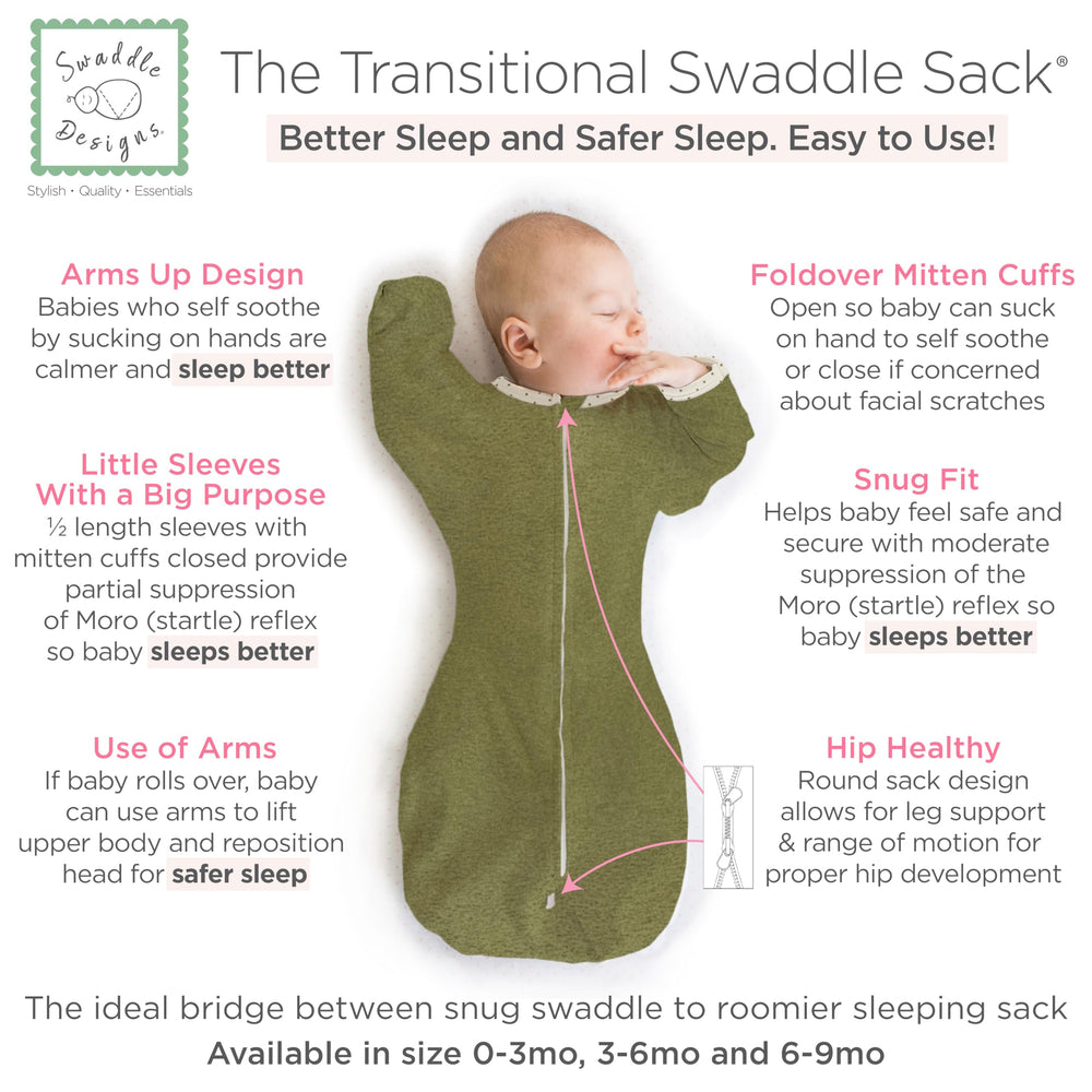 SwaddleDesigns transitional half-length sleeves with mitten cuffs for adjustable security