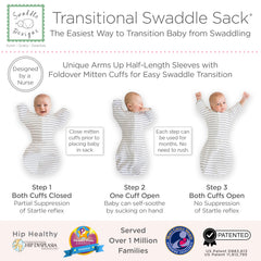 SwaddleDesigns Transitional Swaddle Sack with 2-way zipper for easy diaper changes.