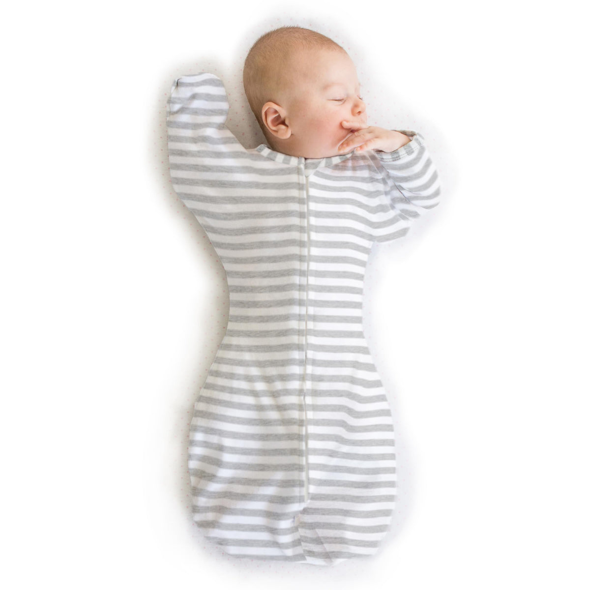 SwaddleDesigns Transitional Swaddle Sack close-up shows half-length sleeves for self-soothing.