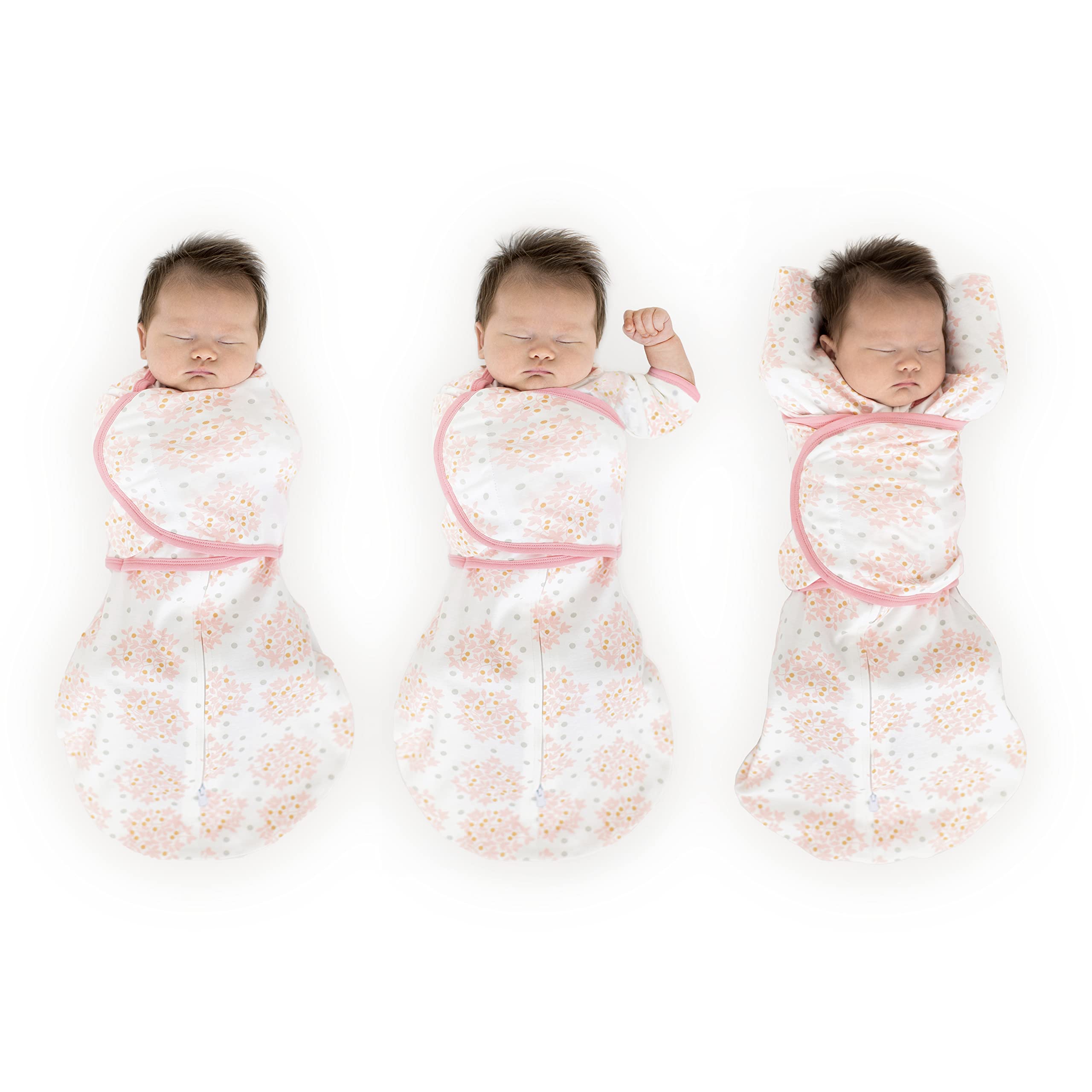 SwaddleDesigns 6-Way Omni Sack arms-up view shows hands-free soothing potential
