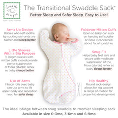 SwaddleDesigns Half-length sleeves with mittens enable gentle arm movement