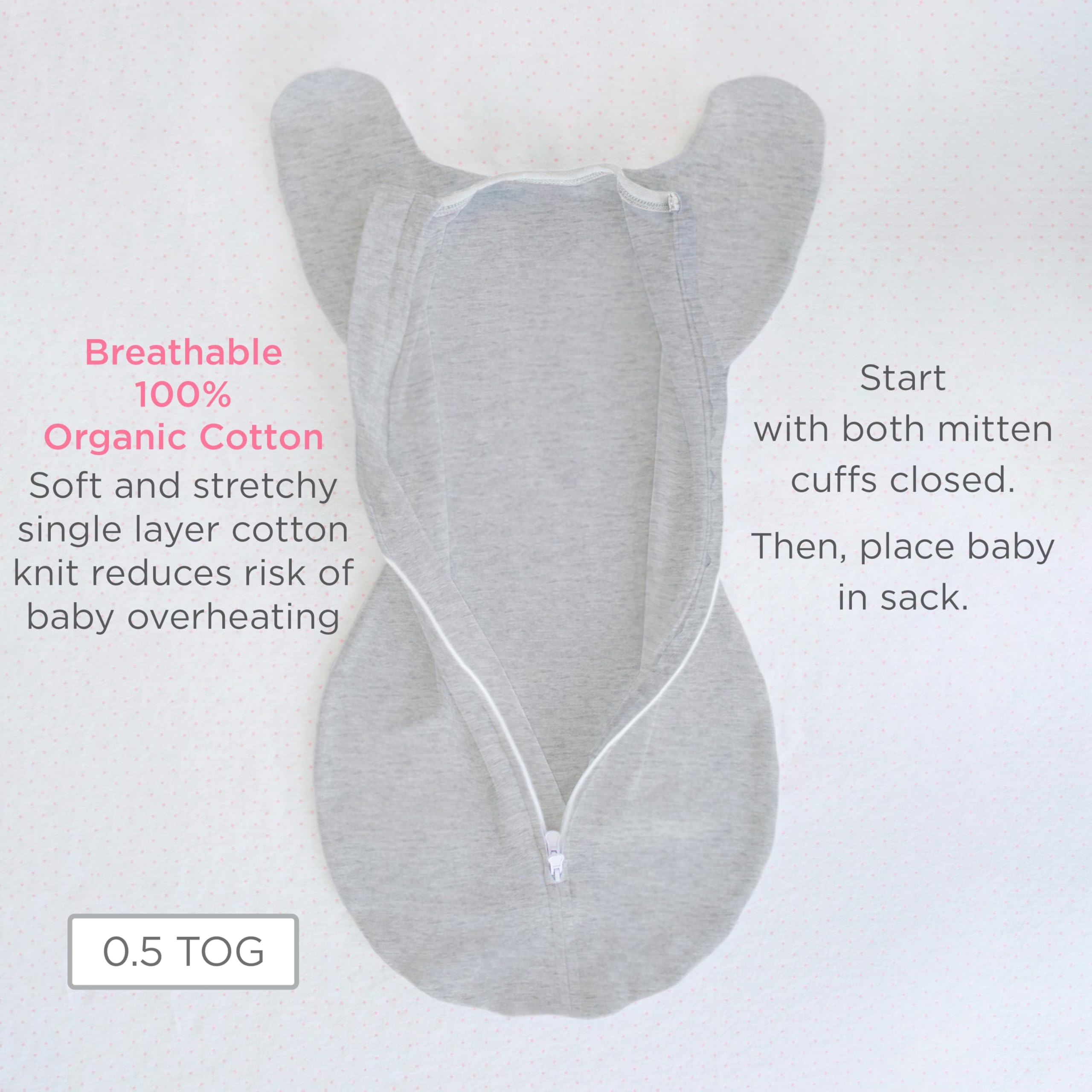 SwaddleDesigns nurse-designed, patent-backed baby sack with thoughtful safety features.
