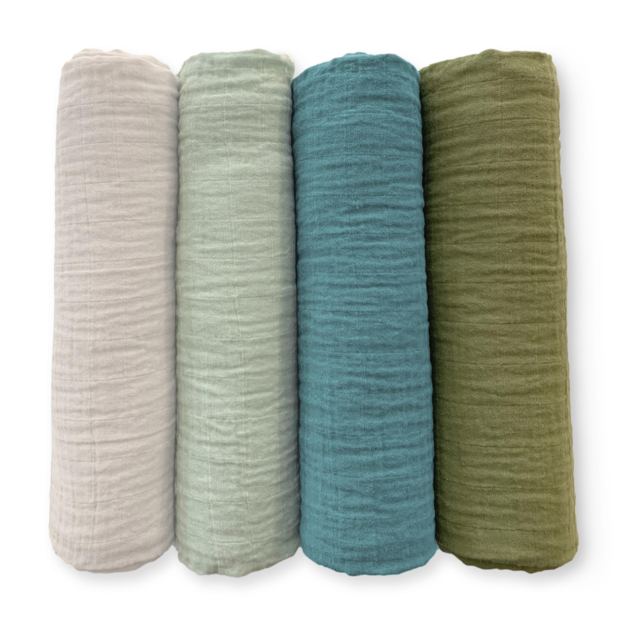 SwaddleDesigns Oceana muslin swaddle blanket folded, showcasing soft texture and versatility.