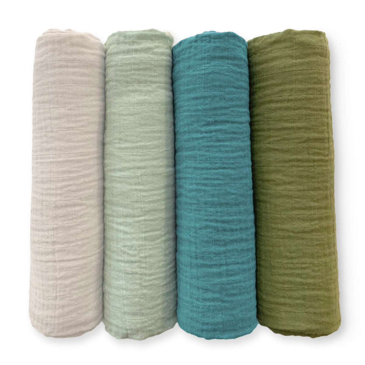 SwaddleDesigns Oceana muslin swaddle blanket folded, showcasing soft texture and versatility.