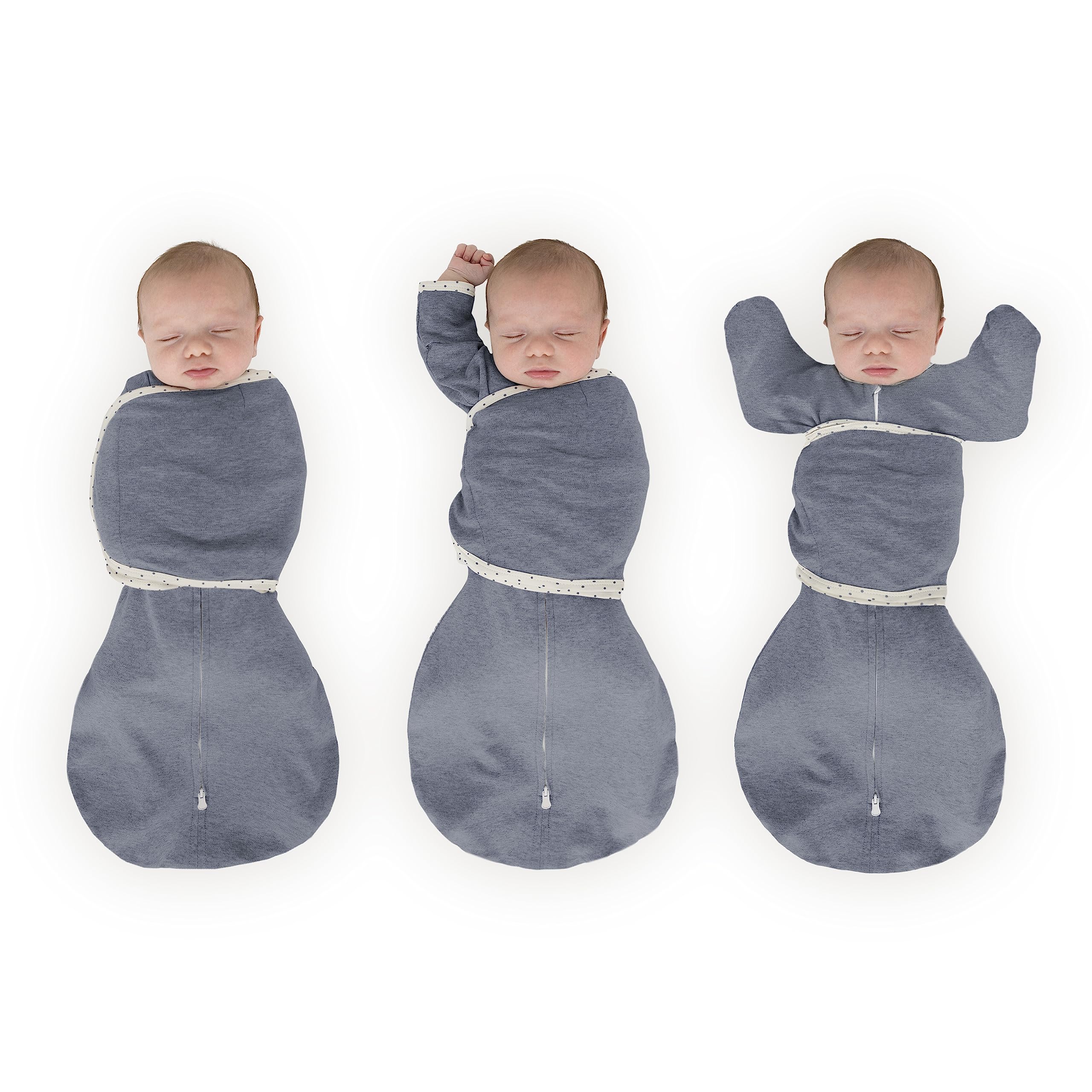 SwaddleDesigns Omni Sack wrap-adjustable showing customizable snug swaddle for newborns.