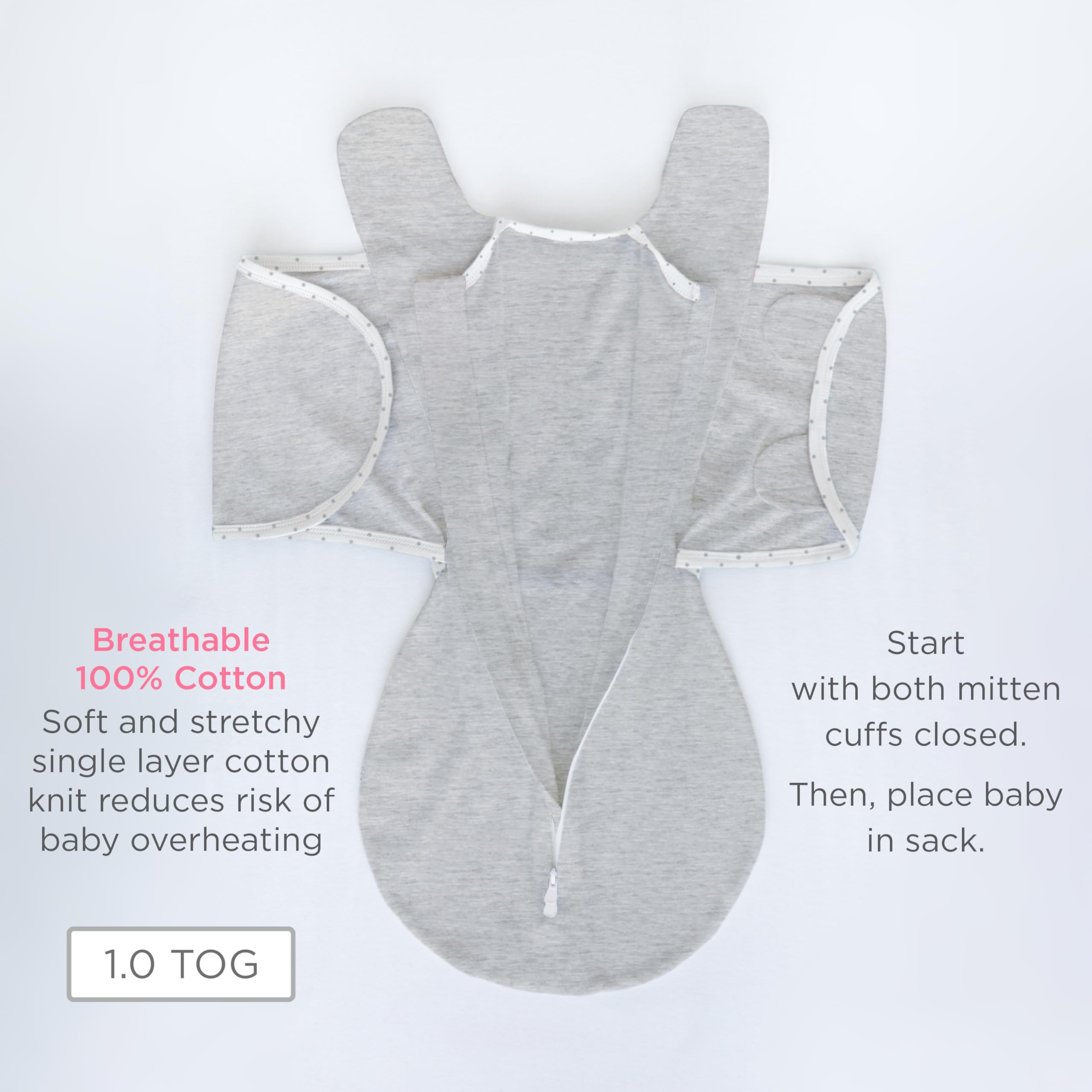 SwaddleDesigns Omni Soft cotton-knit fabric emphasizes breathable comfort for sleep time.