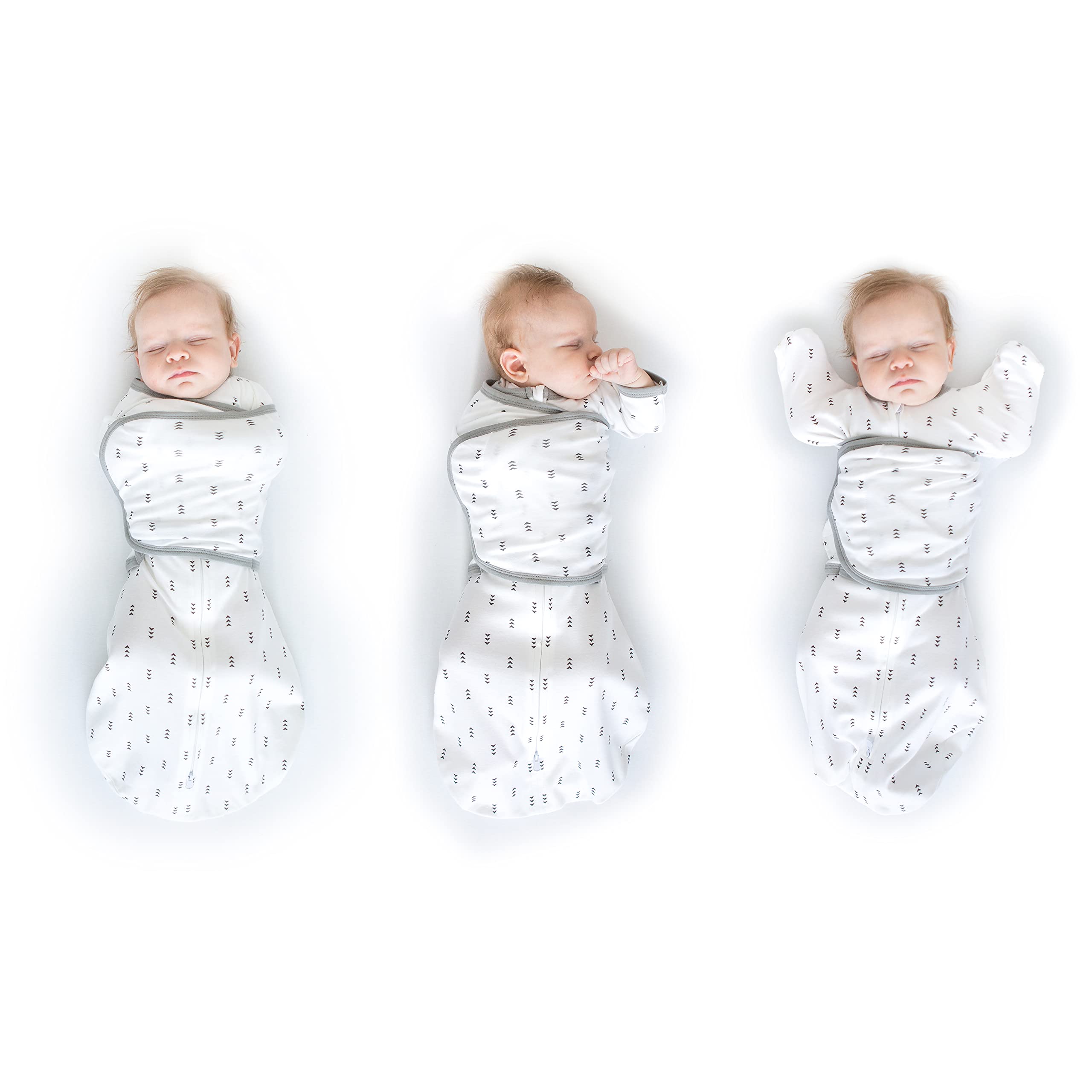 SwaddleDesigns Omni Swaddle Sack arm-up setup for versatile newborn soothing and safe sleep options.