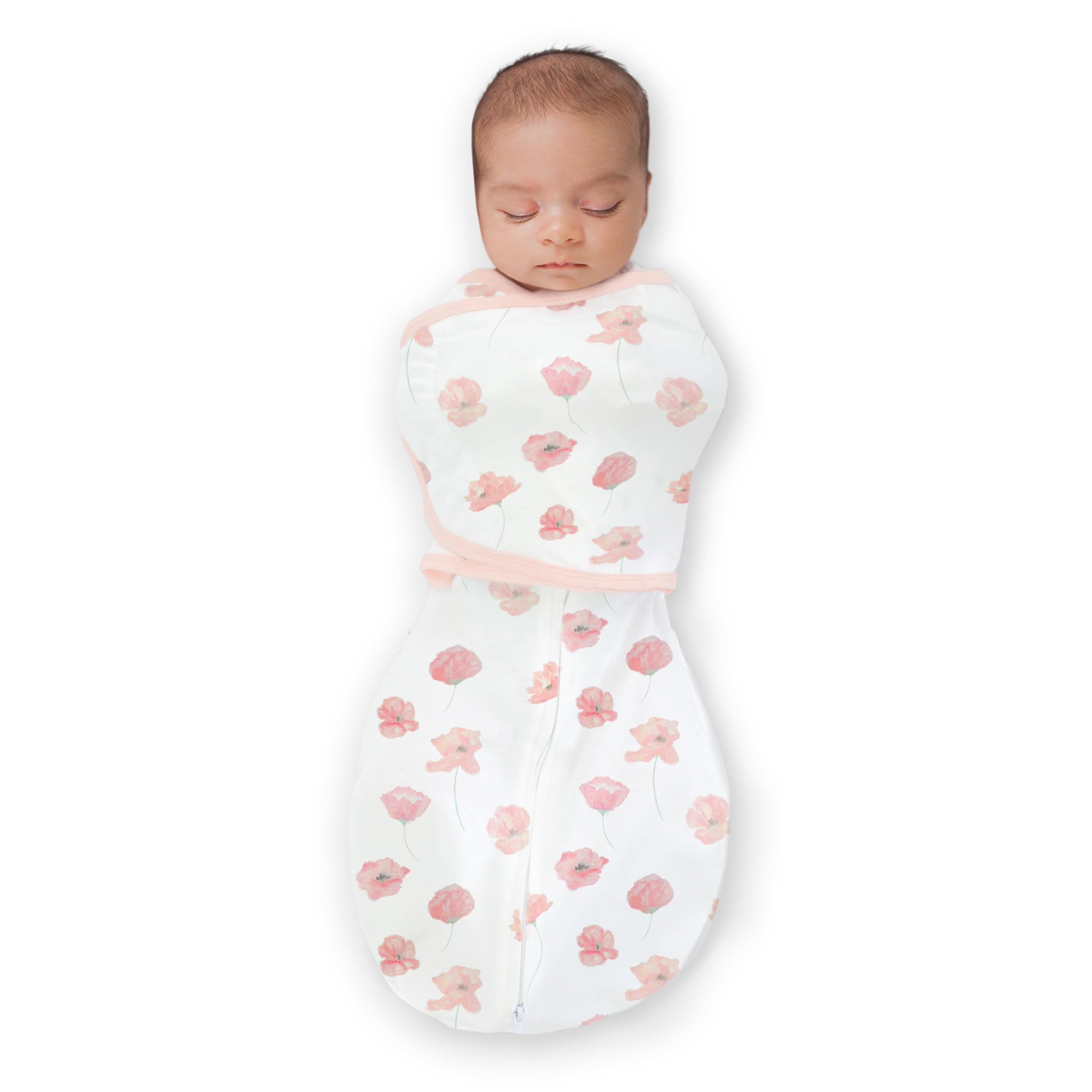 SwaddleDesigns Organic Omni Swaddle Sack arm-up sleeves offers snug newborn comfort for soothing sleep.