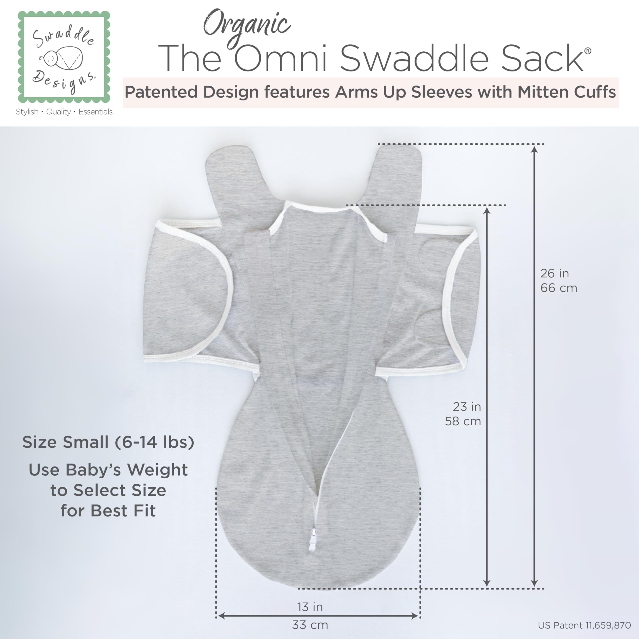 SwaddleDesigns Organic Omni Swaddle Sack facilitates quick diaper changes with bottom access