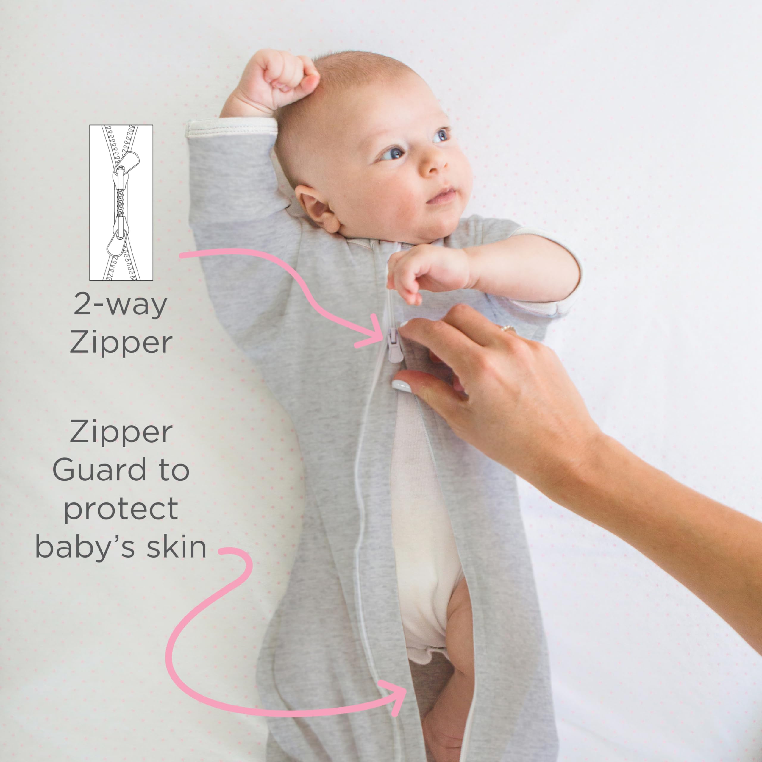 SwaddleDesigns 0-3 months size completes a snug, breathable fit at 6-14 lbs.