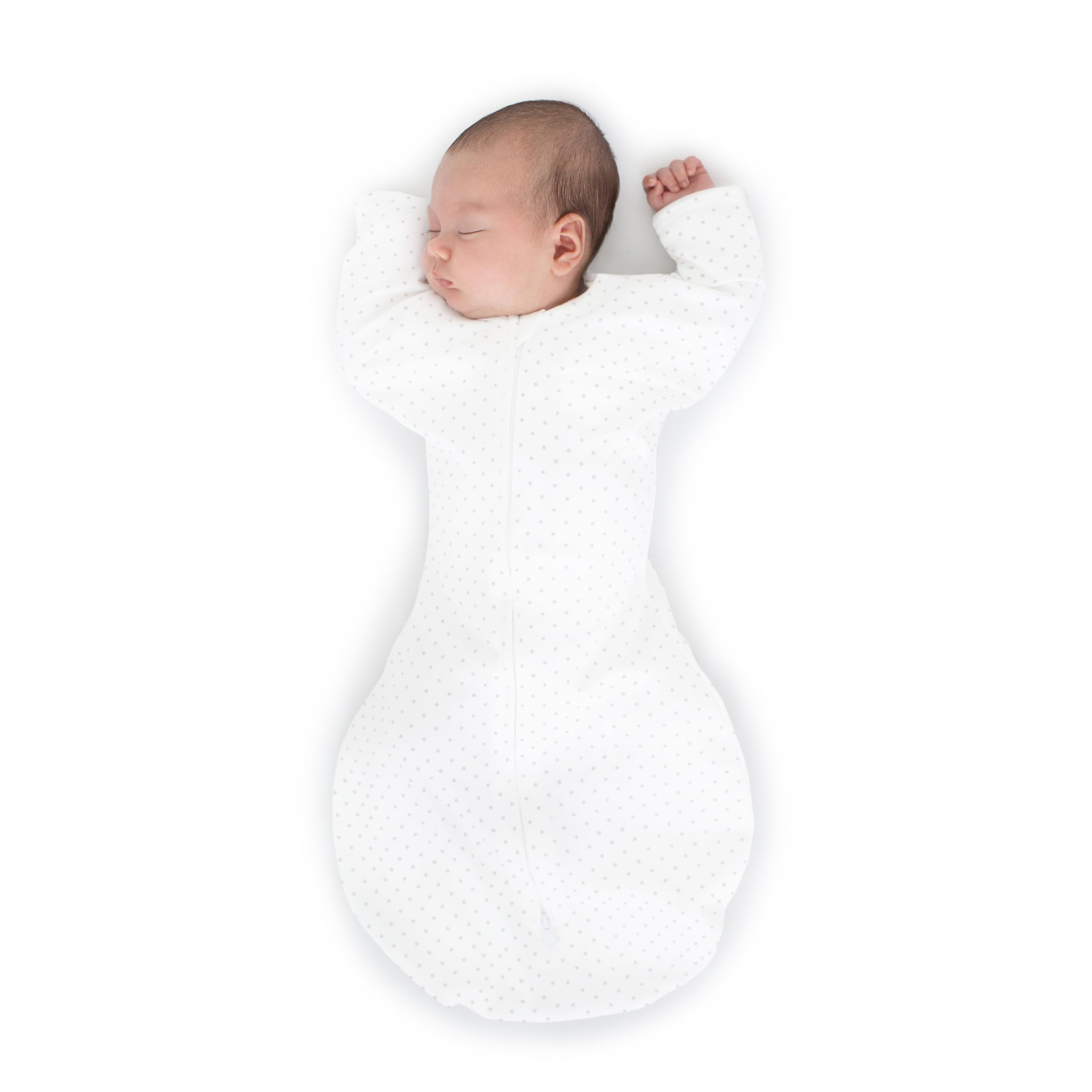 SwaddleDesigns Transitional Swaddle Sack arm-up sleeves Sterling Dots supports gentle self-soothing