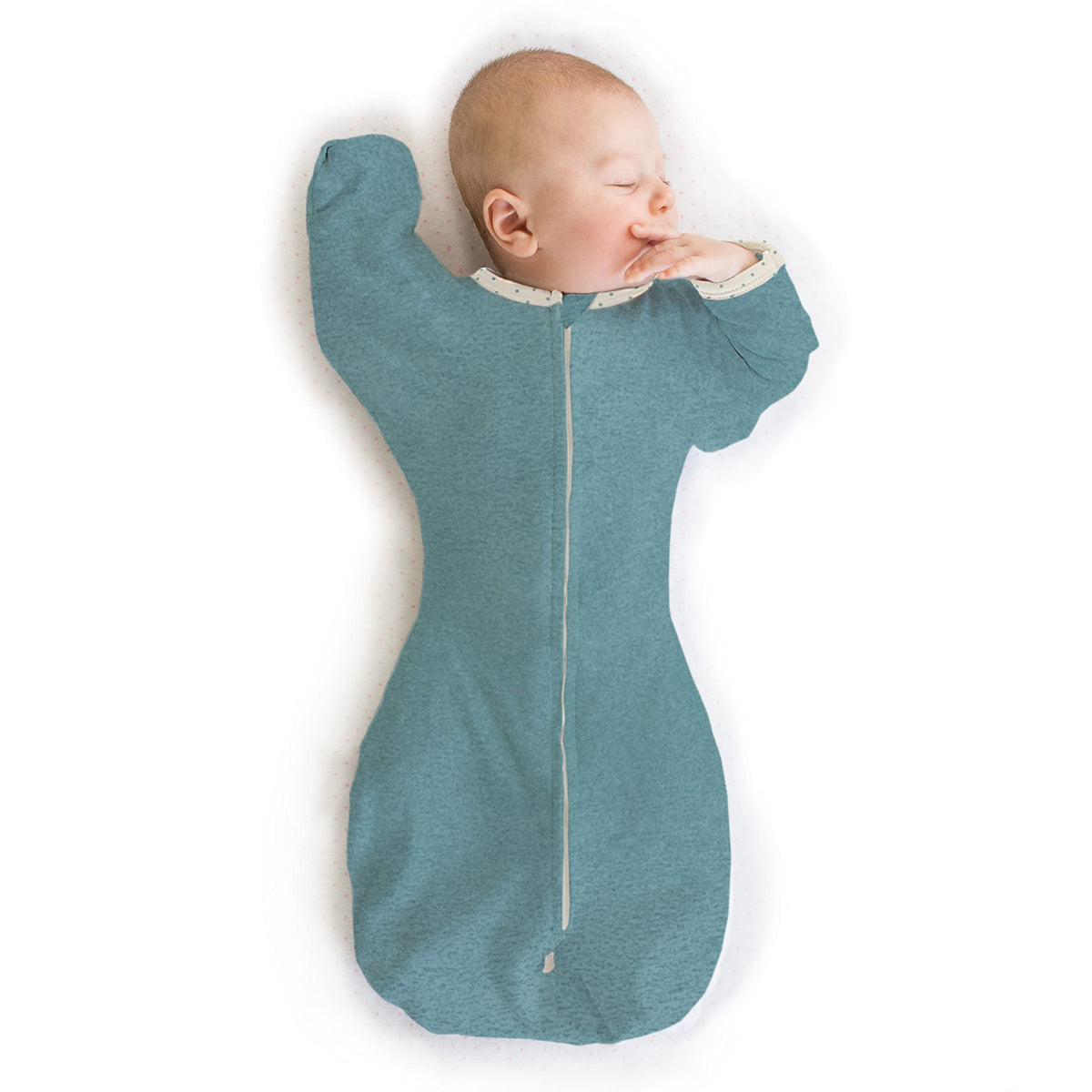 SwaddleDesigns Transitional Swaddle Sack arm-up sleeves teal promotes self-soothing