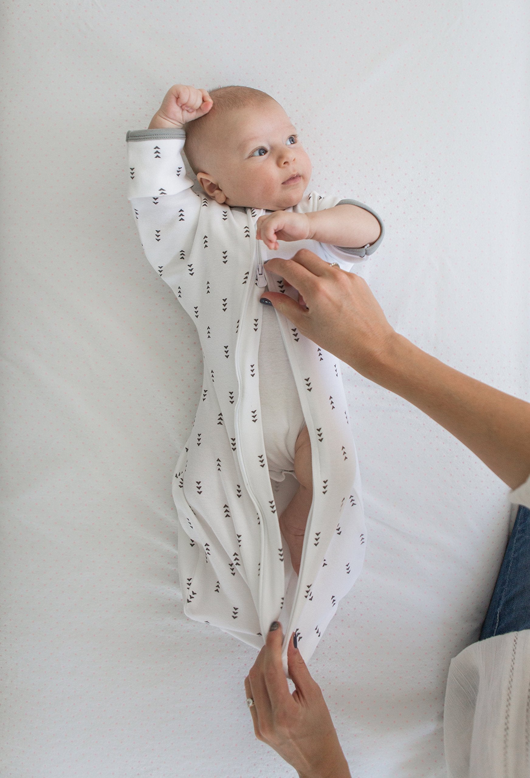 SwaddleDesigns Transitional Swaddle Sack soft cotton fabric for gentle touch.