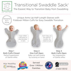 SwaddleDesigns Transitional Swaddle Sack foldover cuffs open or closed for protection and self-soothing.