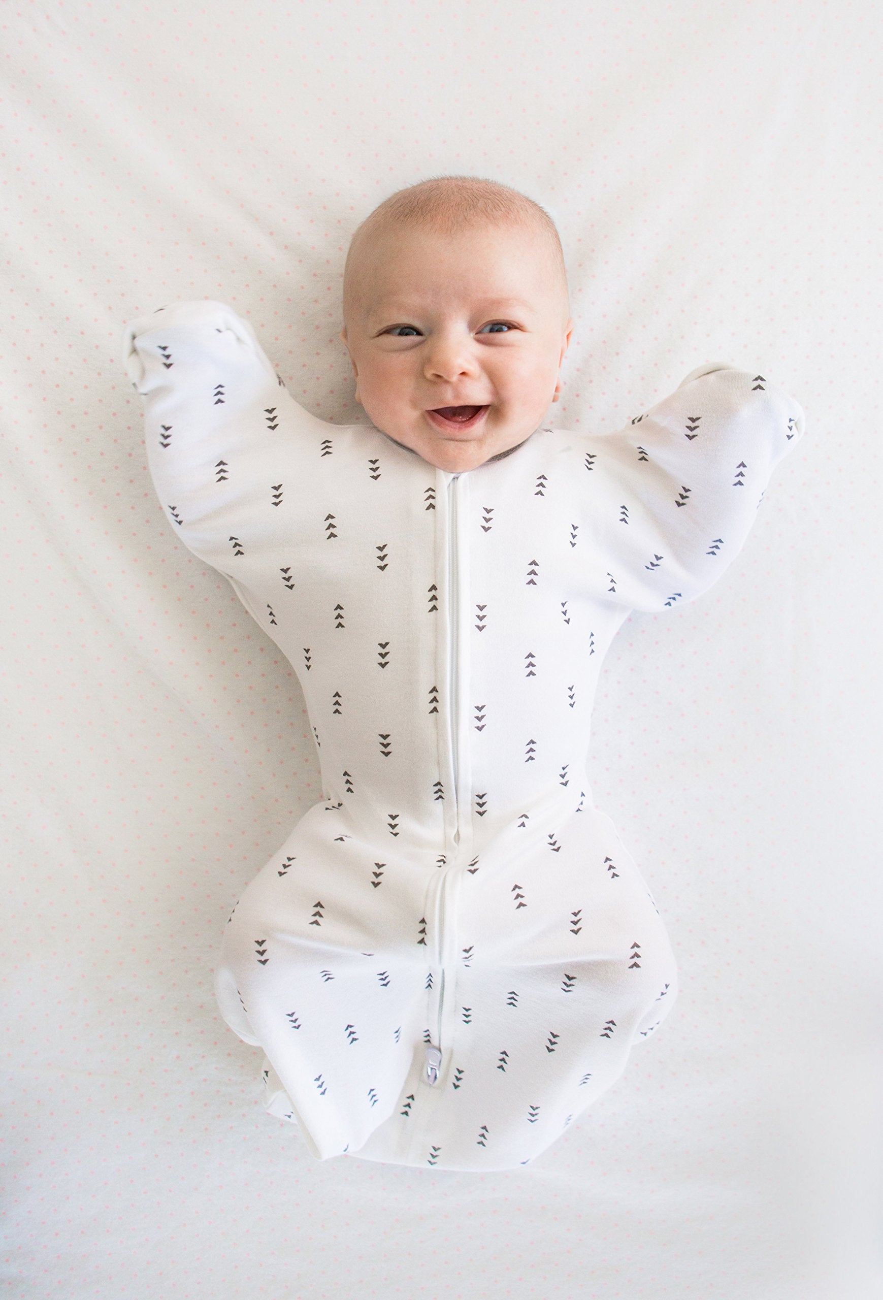 SwaddleDesigns Transitional Swaddle Sack not a tight wrap for comfortable transition.