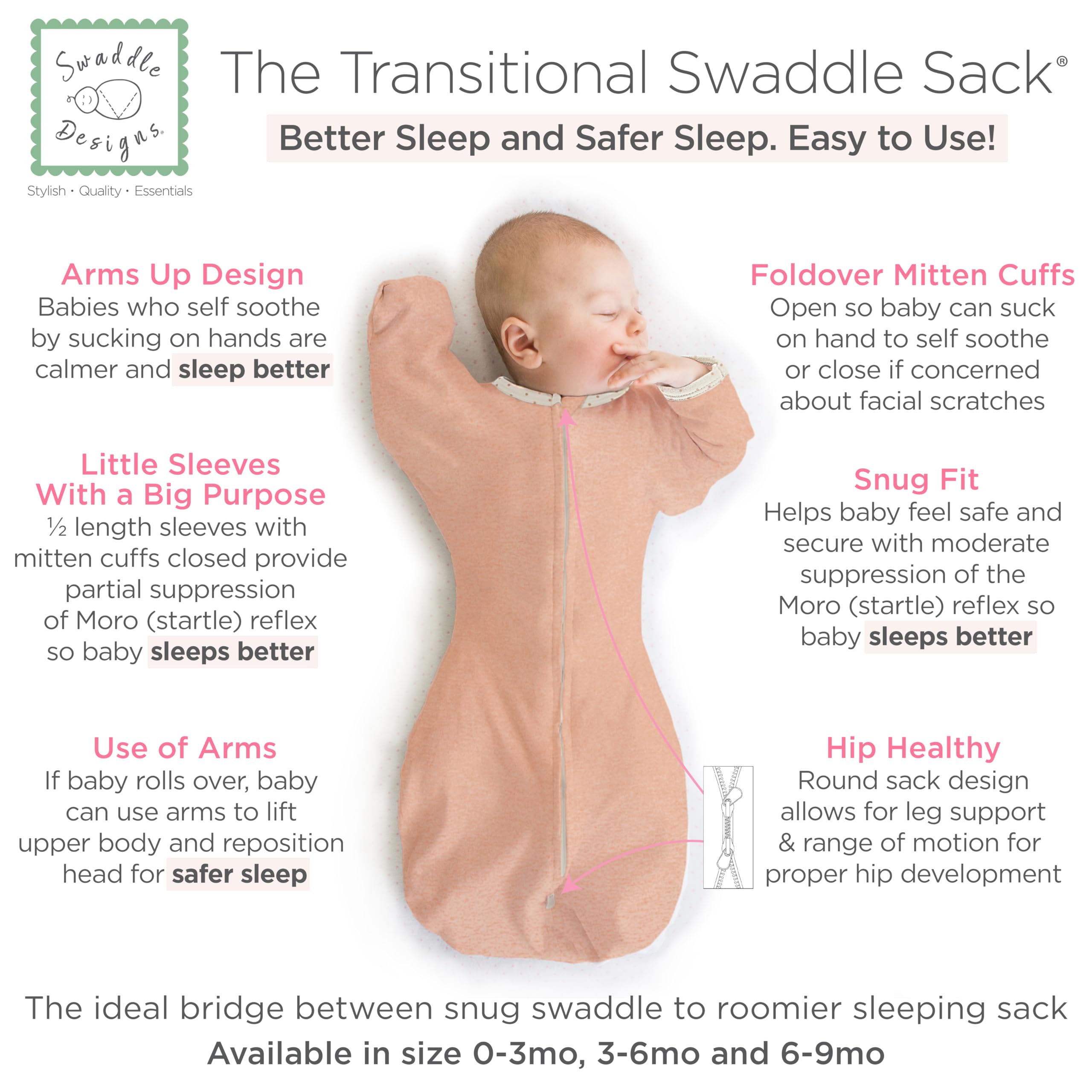 SwaddleDesigns sleeve-closeup shows 1/2-length sleeves with mitten cuffs for security