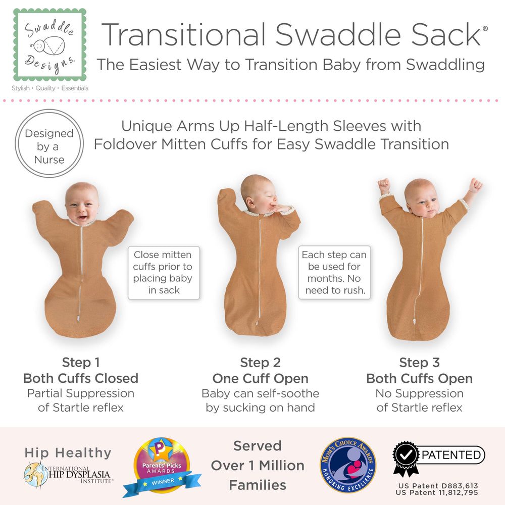 SwaddleDesigns Transitional Swaddle Sack two-way zipper for easy diaper changes