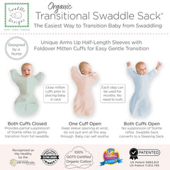 SwaddleDesigns two-way zipper with guard enables easy diaper changes without skin irritation.