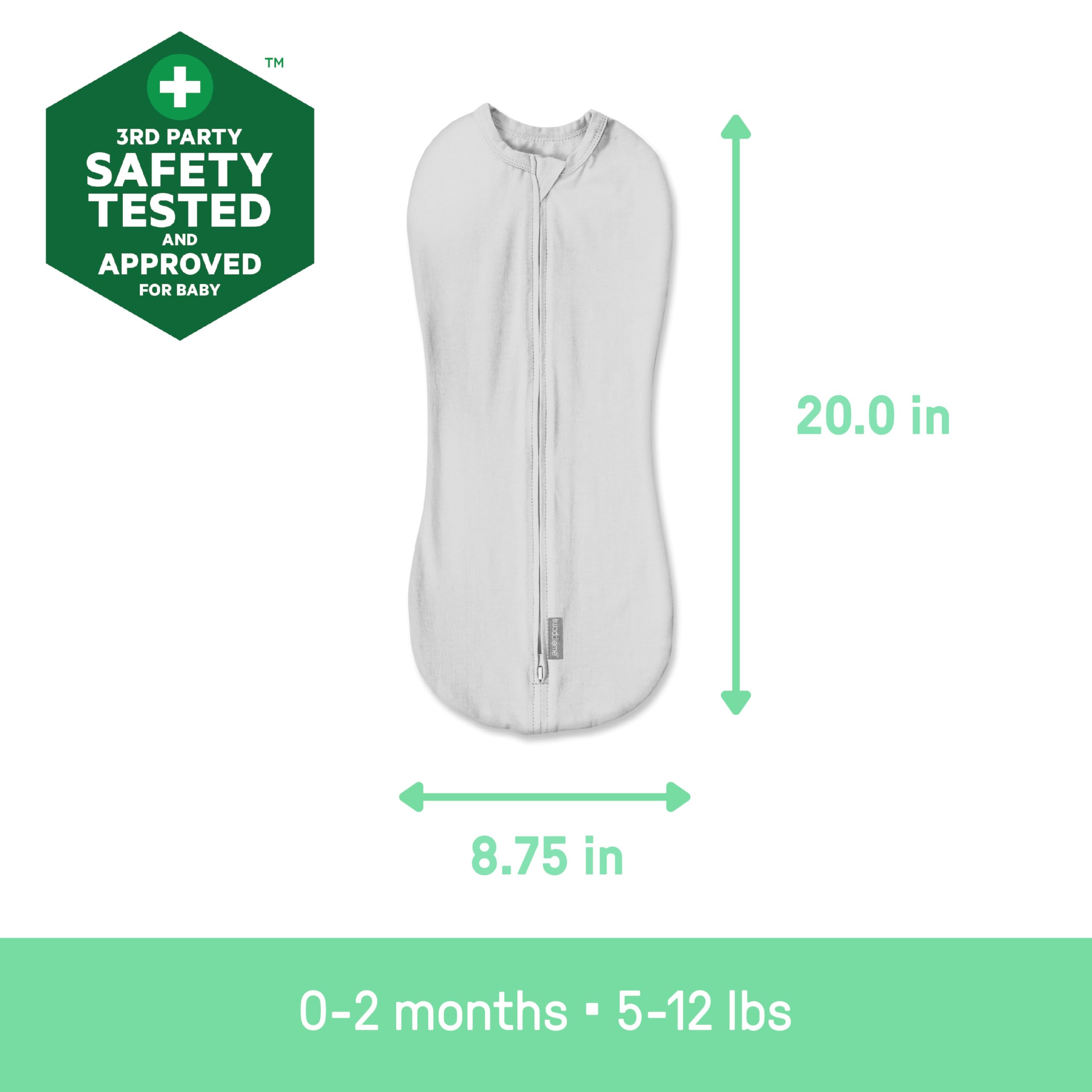 SwaddleMe by Ingenuity Pod soft cotton-spandex fabric in gentle swaddle.