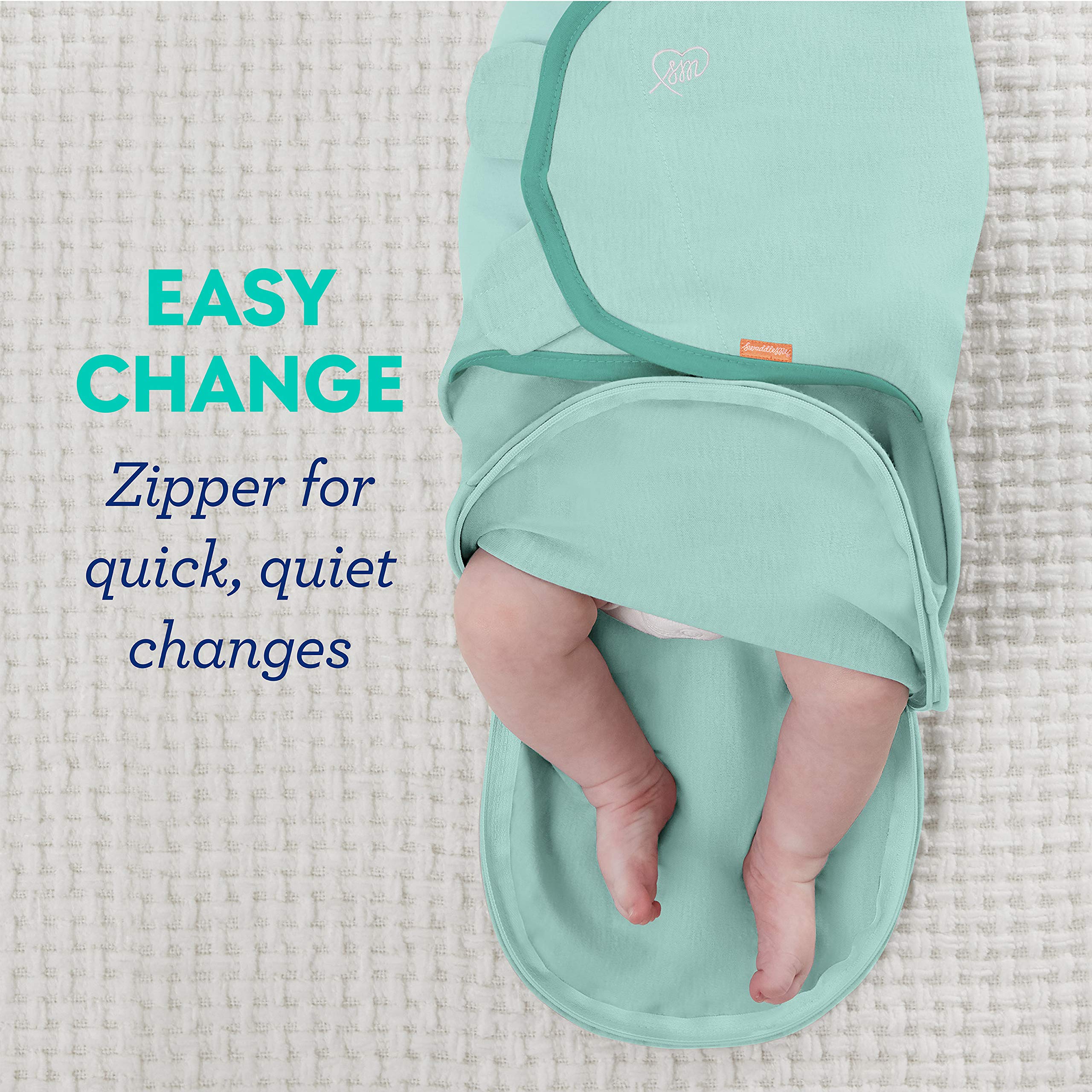 SwaddleMe Luxe Easy Change Swaddle Water Color Indigo secure arms-in swaddle close-up