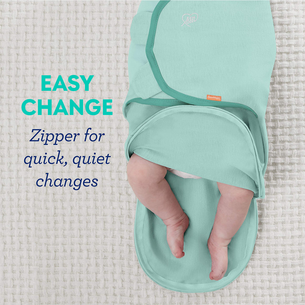 SwaddleMe Luxe Easy Change Swaddle Water Color Indigo secure arms-in swaddle close-up