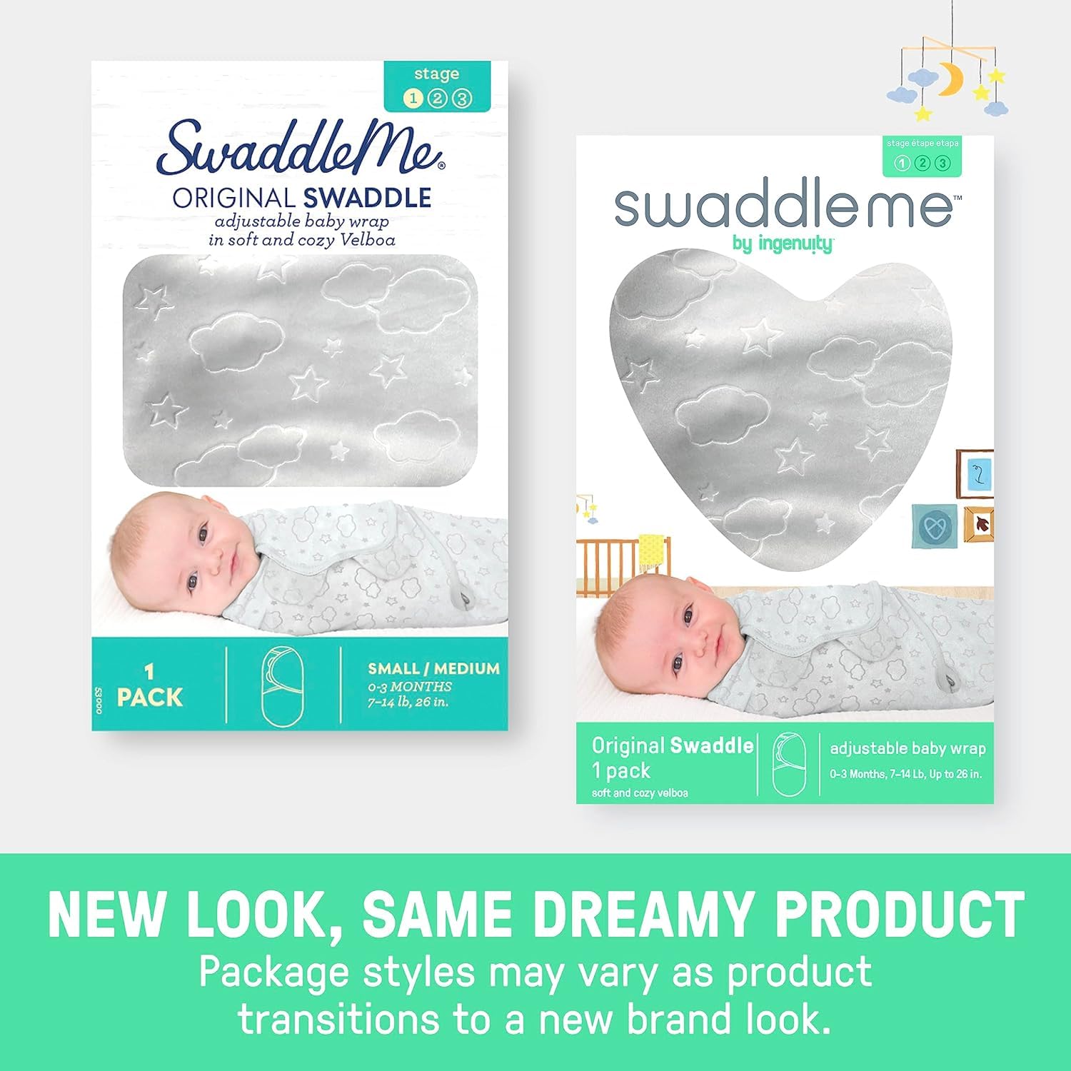 Size small/medium fits 0-3 months, 7-14 lbs, up to 26 inches