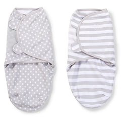 SwaddleMe Original Swaddle small Grey Dot Stripe packaged for quick newborn prep.