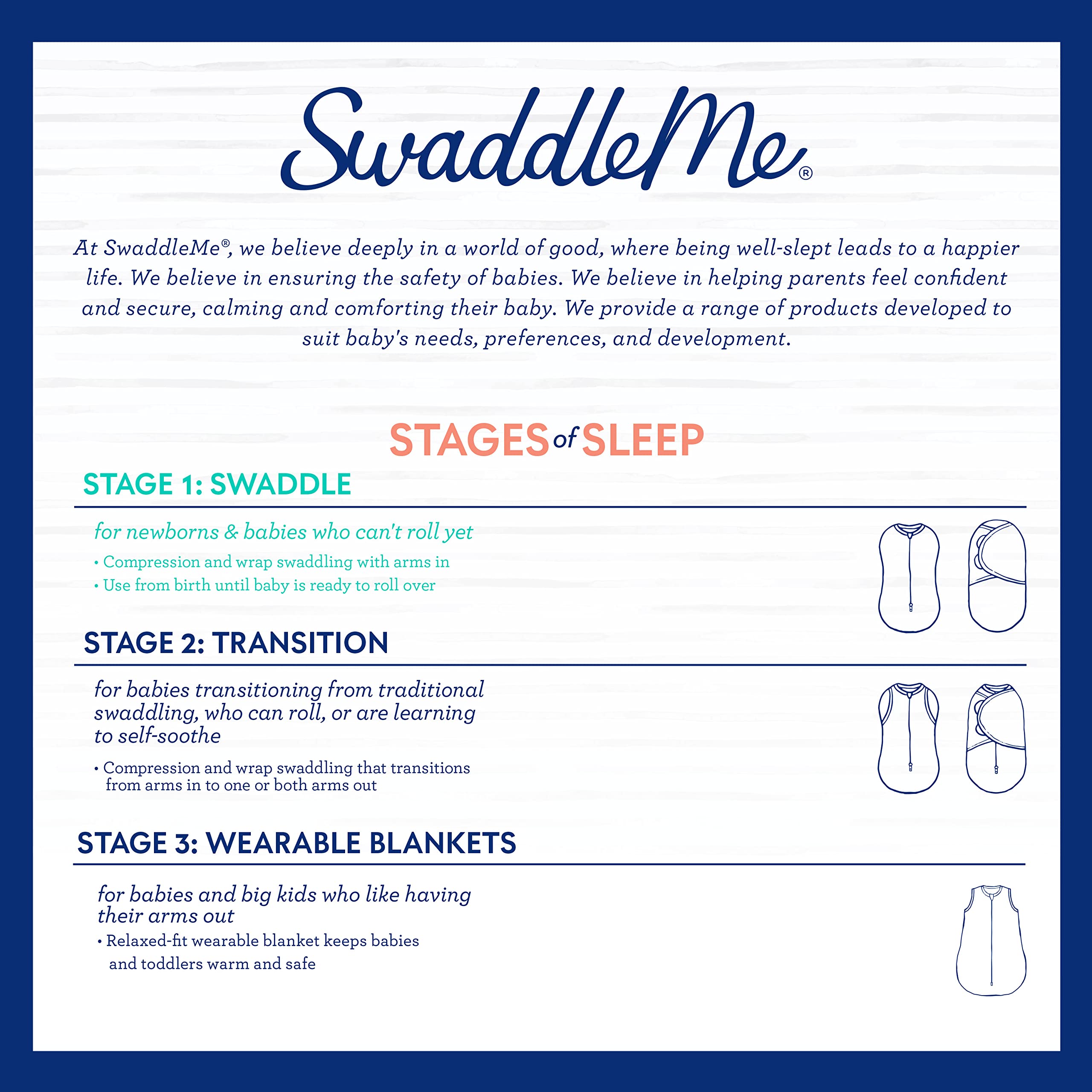 SwaddleMe Original Swaddle small Grey Dot Stripe two-pack display.