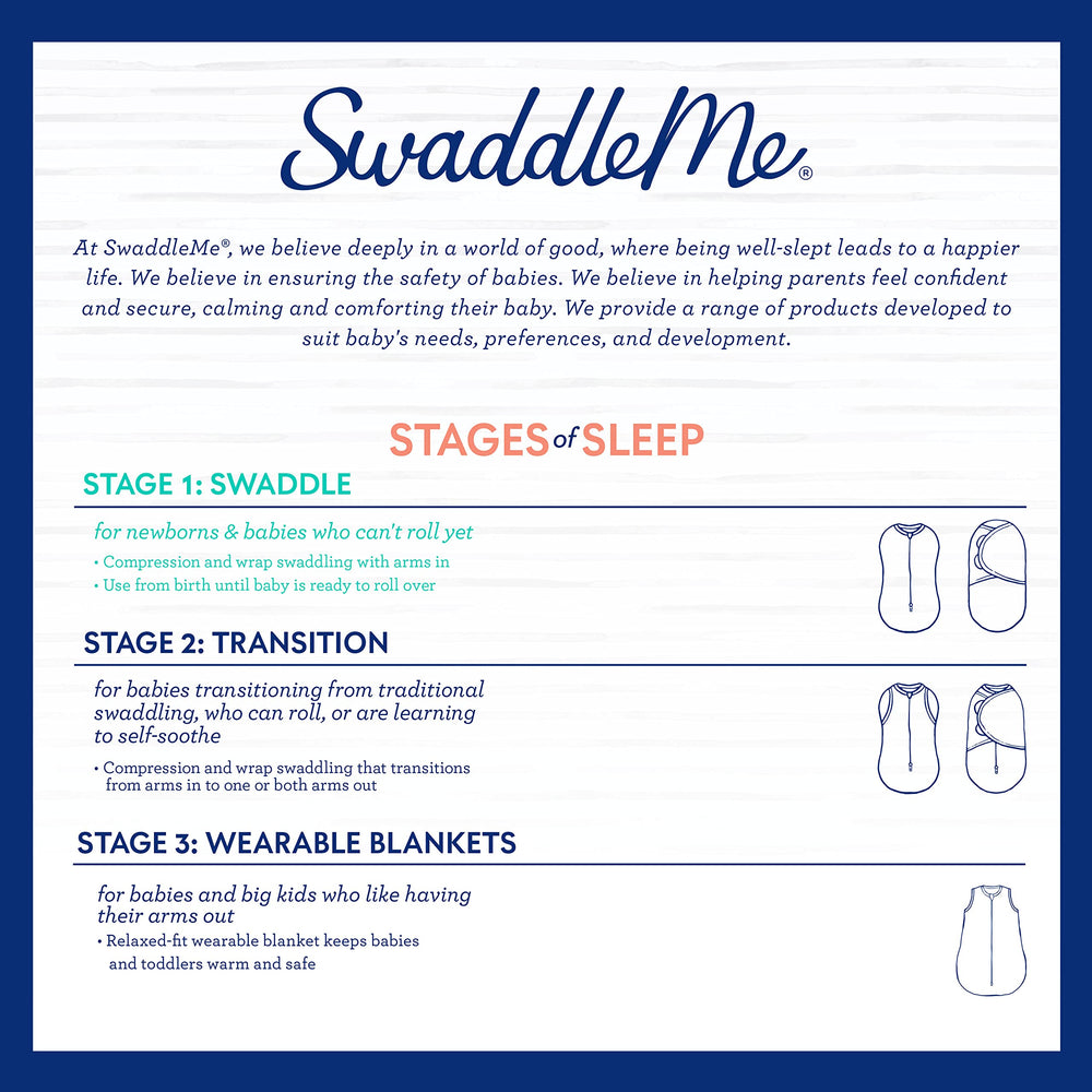 SwaddleMe Original Swaddle small Grey Dot Stripe two-pack display.