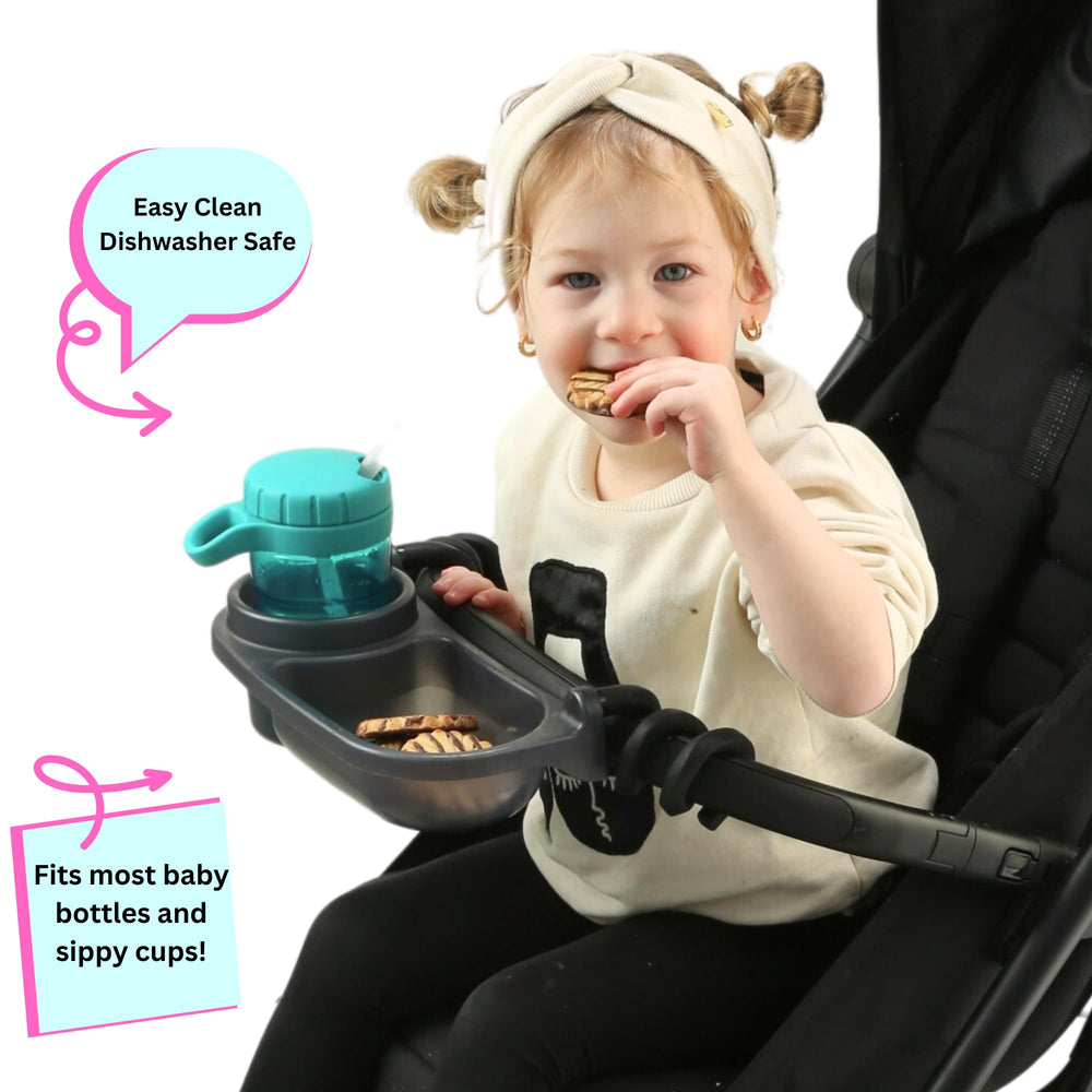 Swanoo stroller snack tray compatibility demonstrates compatibility with popular stroller brands.