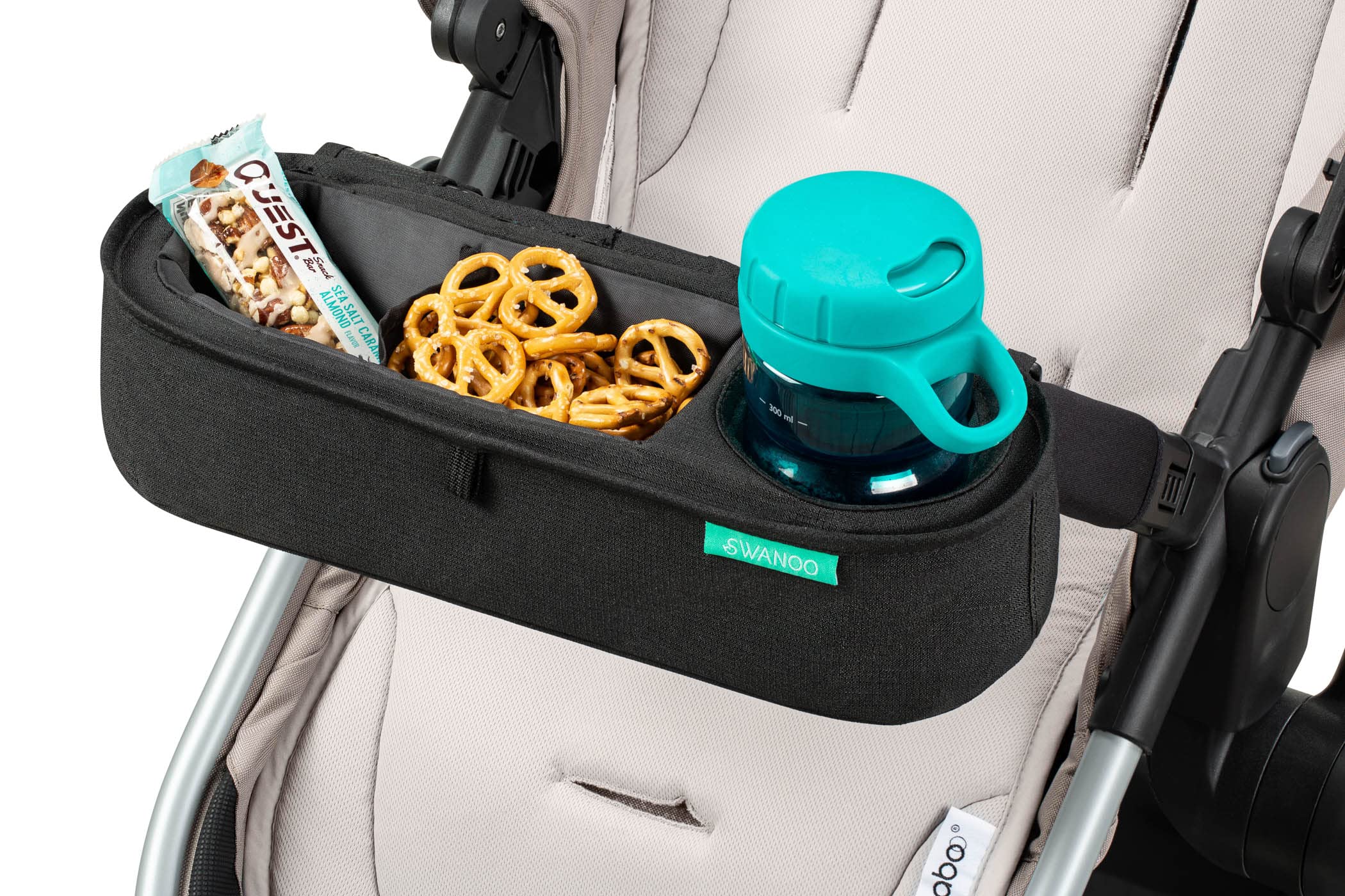 Swanoo compatibility guide shows fit for many stroller models.
