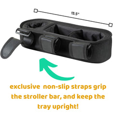 Swanoo snack compartment keeps treats organized on the go.
