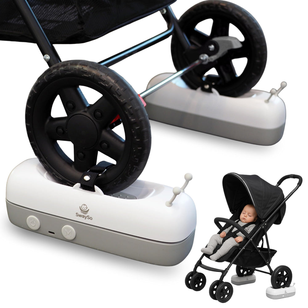 SwaySo automatic stroller rocker attachment demonstrates soothing natural swing for peaceful naps