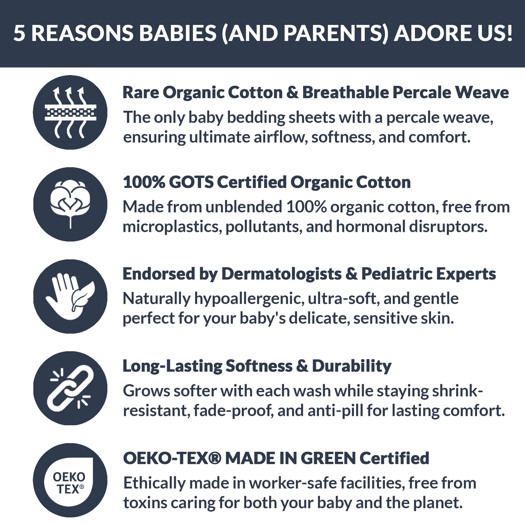 Sweave GOTS-certified label close-up emphasizing organic safety for baby skin.