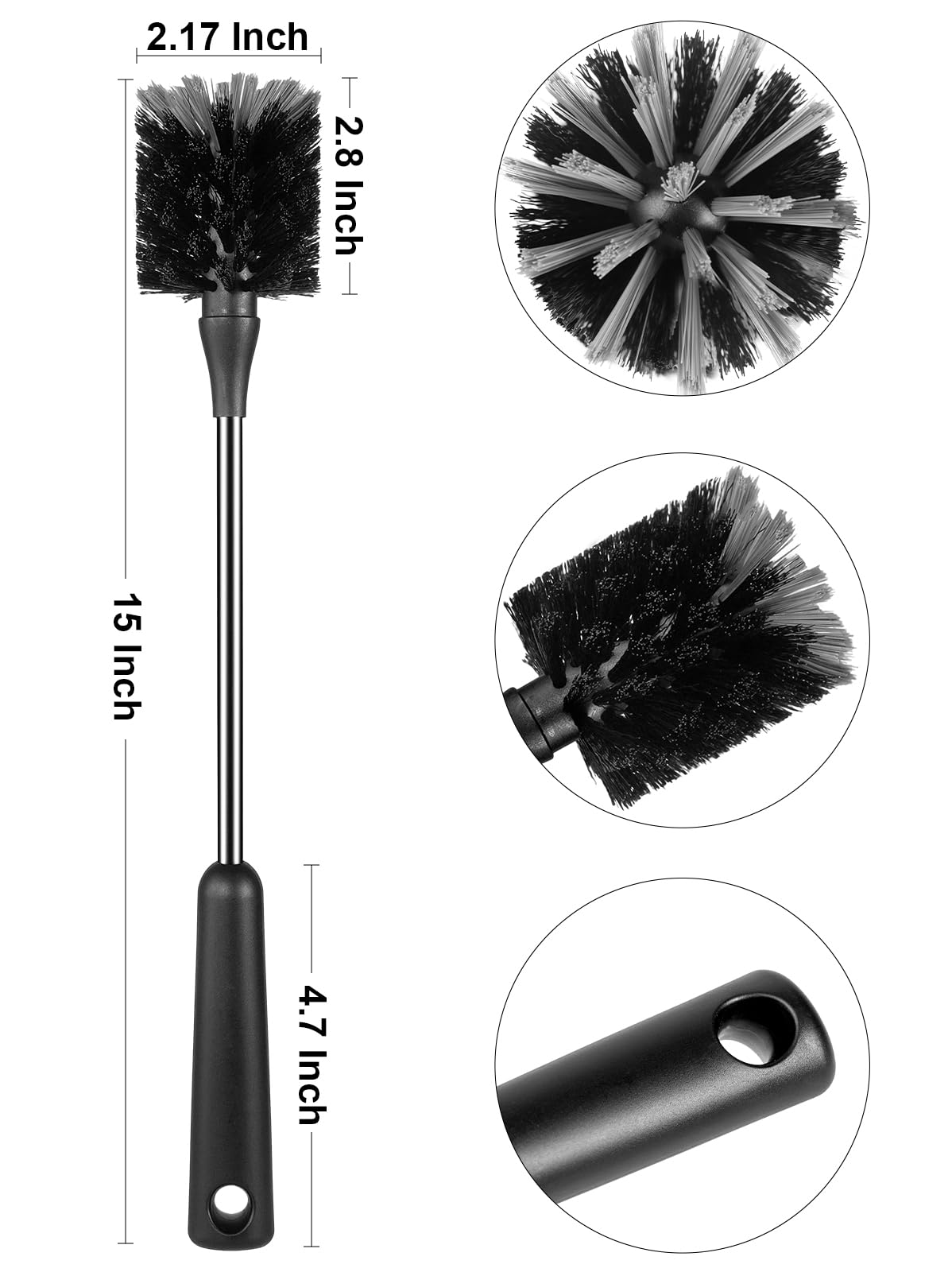 SweeBe bottle brush ergonomic-design reduces wrist strain during extended cleaning.