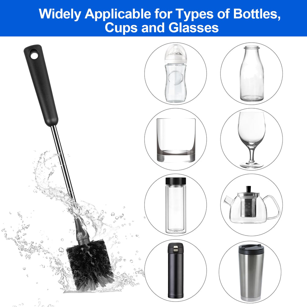 SweeBe bottle brush multi-purpose-use cleans bottles, cups, and wine glasses.