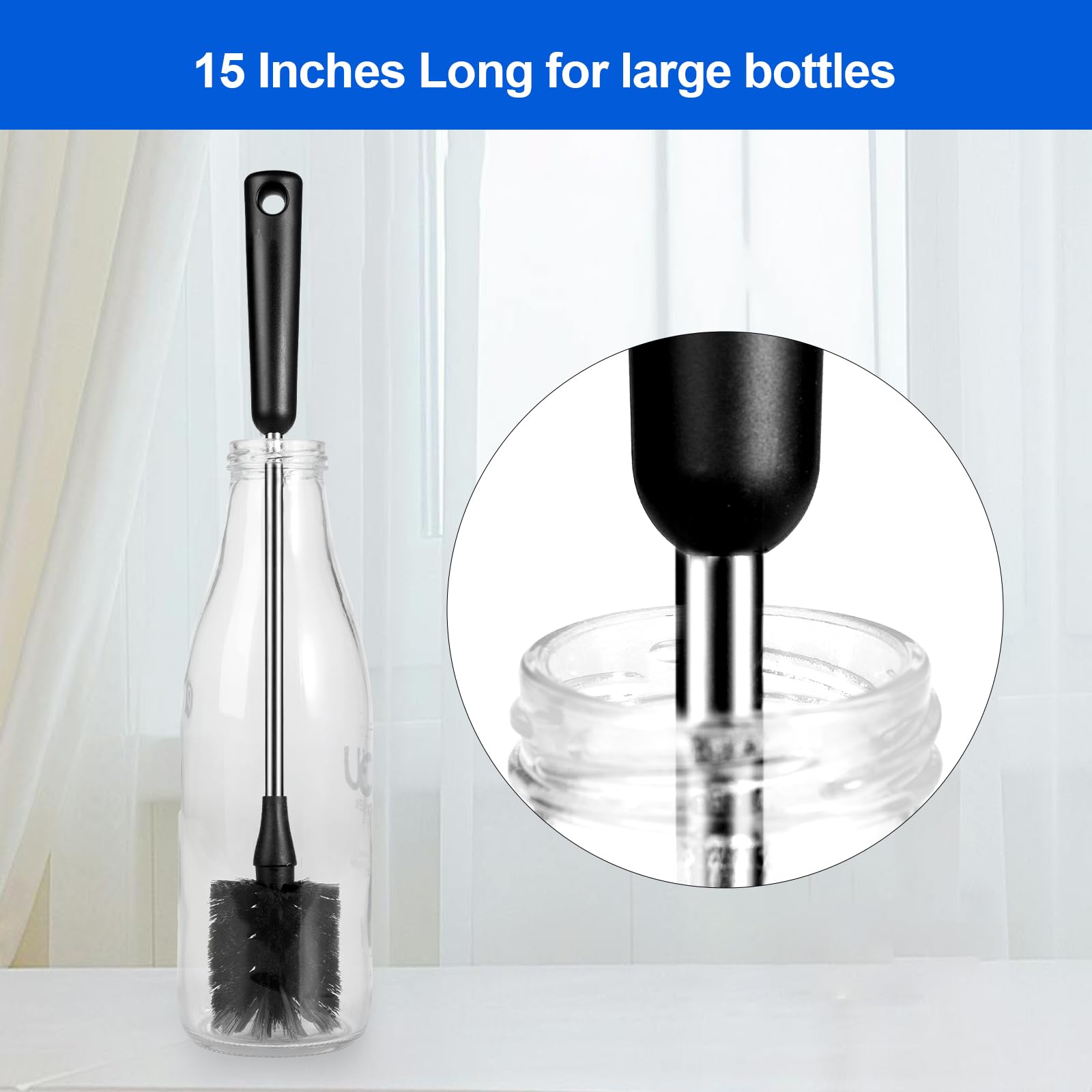 SweeBe bottle brush packaging includes one long-handle scrubber.