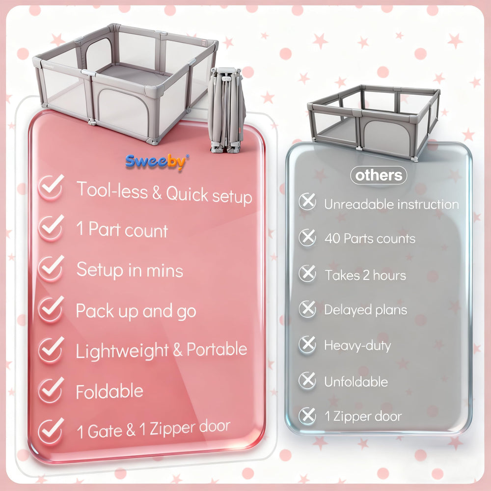 Sweeby Playpen stands 27 inches high to deter climbing