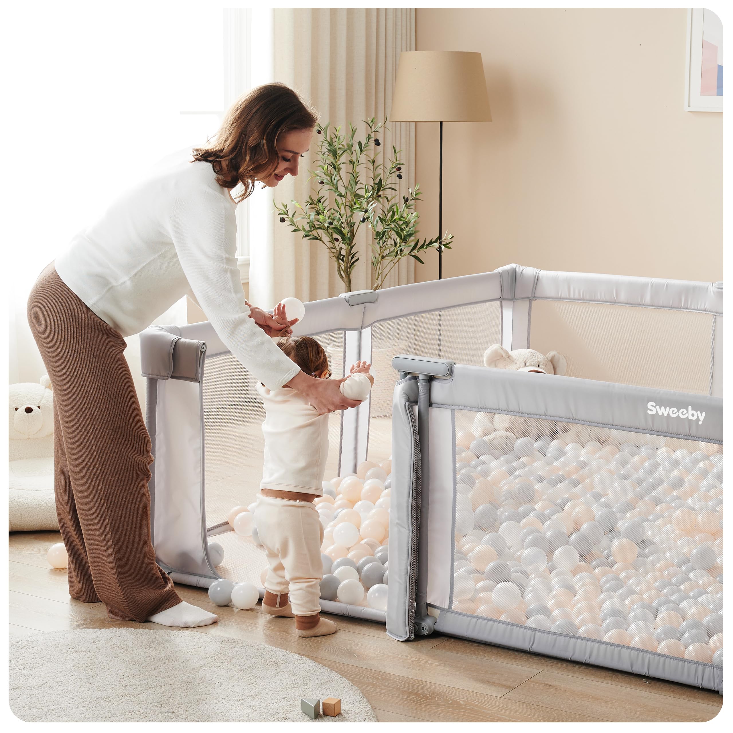 Sweeby Baby Playpen folded flat for easy portability