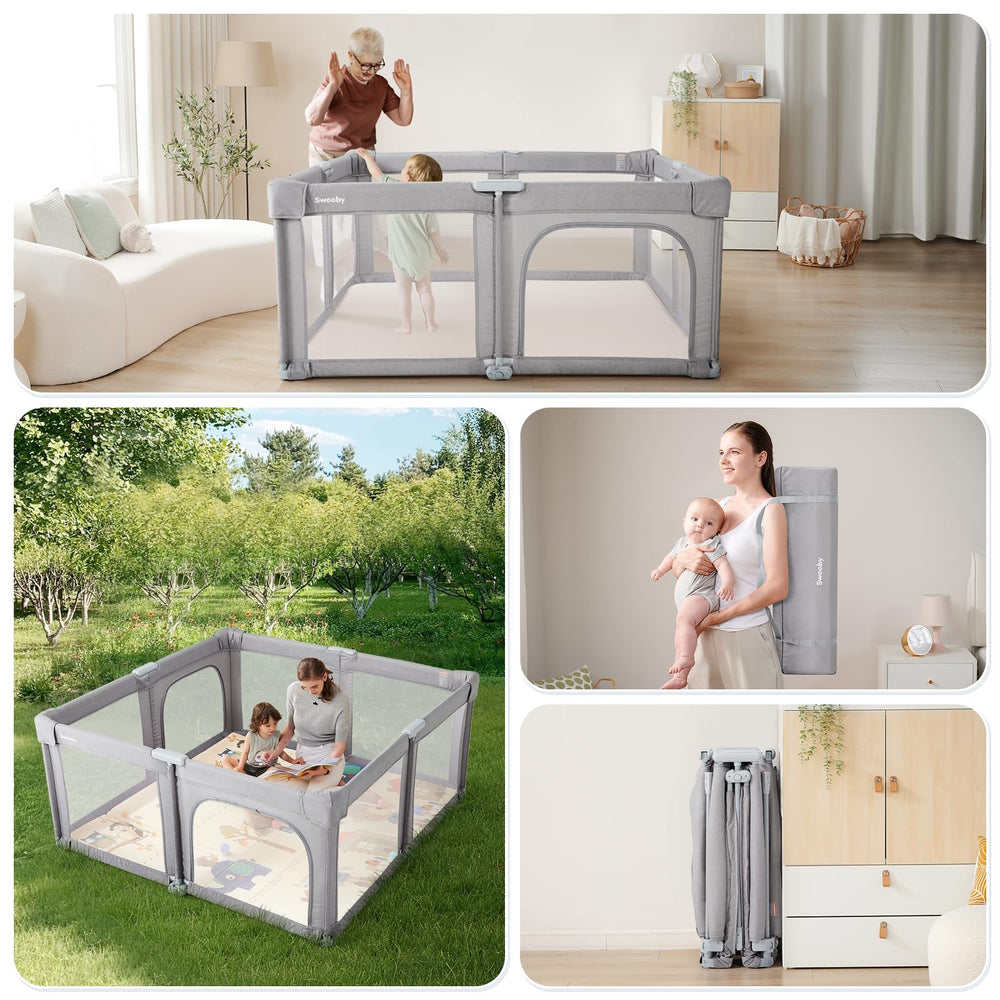 Sweeby playpen suitable for indoor and outdoor use with durable fabric